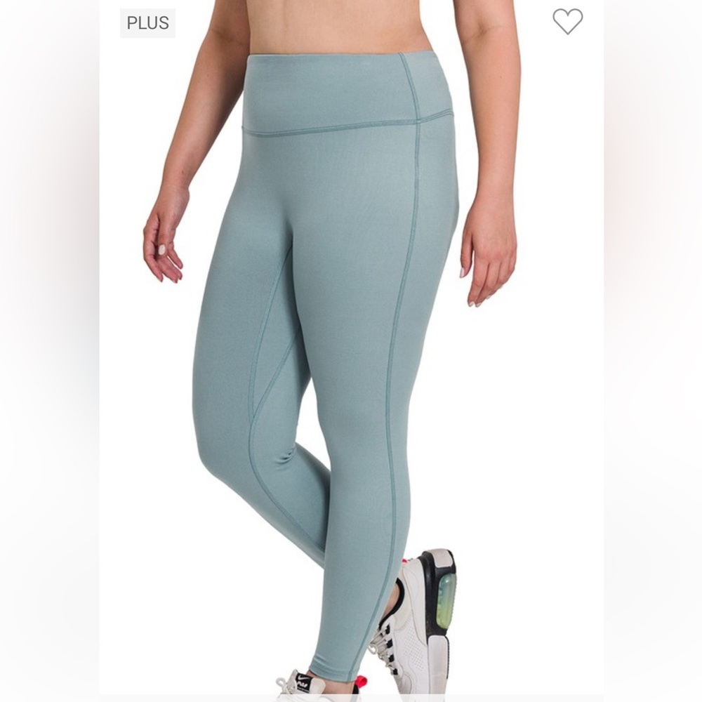 NWT! Blue Grey PLUS SOFT BRUSHED MICROFIBER FULL LENGTH LEGGINGS High Waist